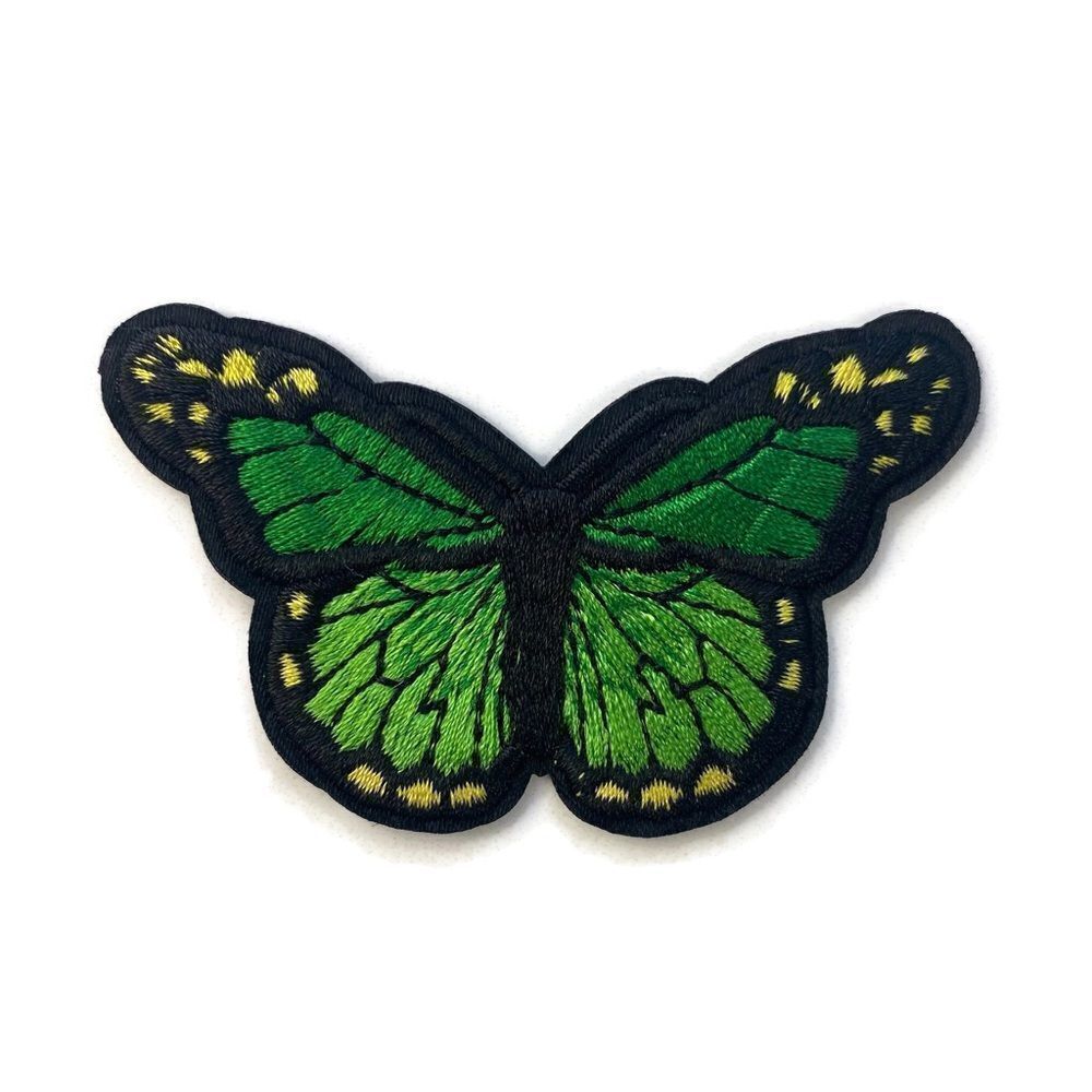 Green Butterfly Embroidered Patch